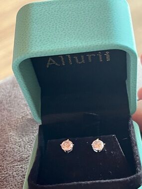 NEW ALLURII MOISSANITE  0.5 carat Sterling Silver STUD EARRINGS Round w3 backing